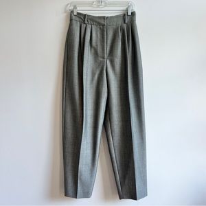 Alexander McQueen textured grey pleated high rise tailored wool mohair trousers